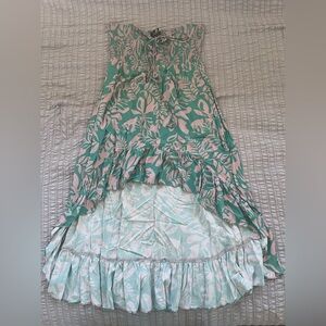 Lexbreezy Kali Hi Lo Dress in Lauaʻe Fern Aqua Size XL
